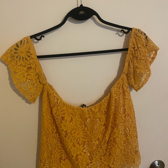 Yellow Floral Strapless Top - Picture 3 of 5